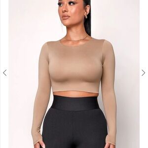 MyOutfitOnline Double Layer Long Sleeve Crop Top
